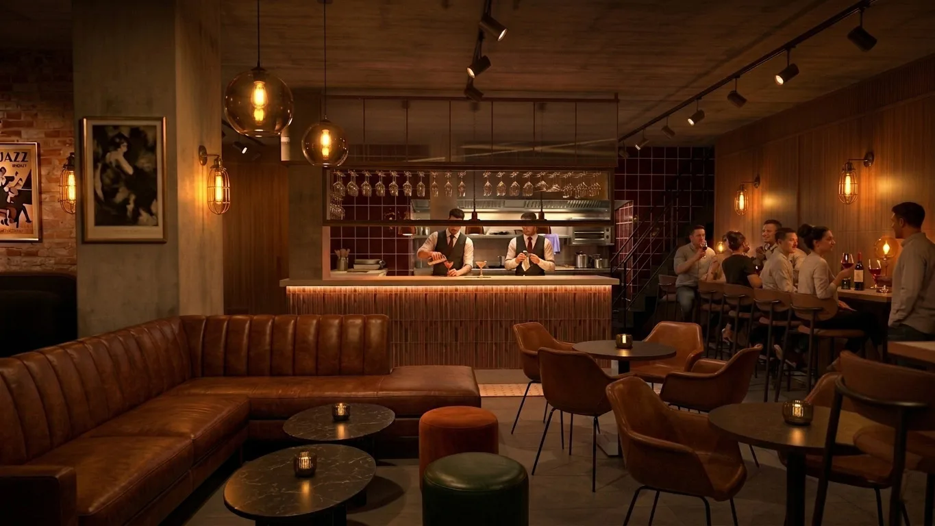 The bar set up for a private event